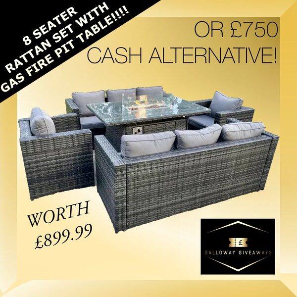 Rattan Furniture Set with Fire Pit Table